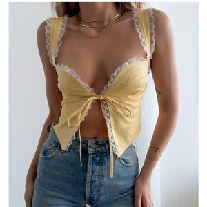 Yellow Tie Front Tank Top